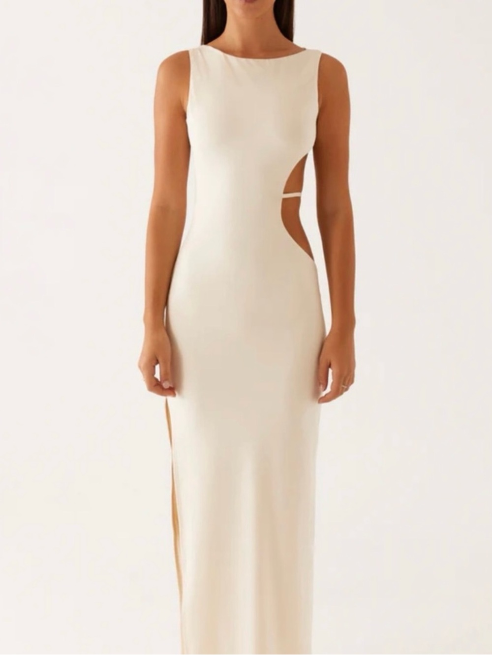 Peppermayo - Sleeveless Cream Cutout Maxi Dress